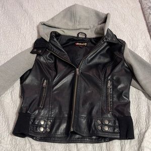 Leather Jacket, Sleeves are Sweatshirt material